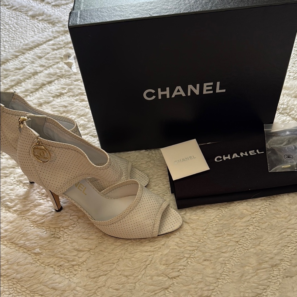Chanel Cream Open-Toed Heels